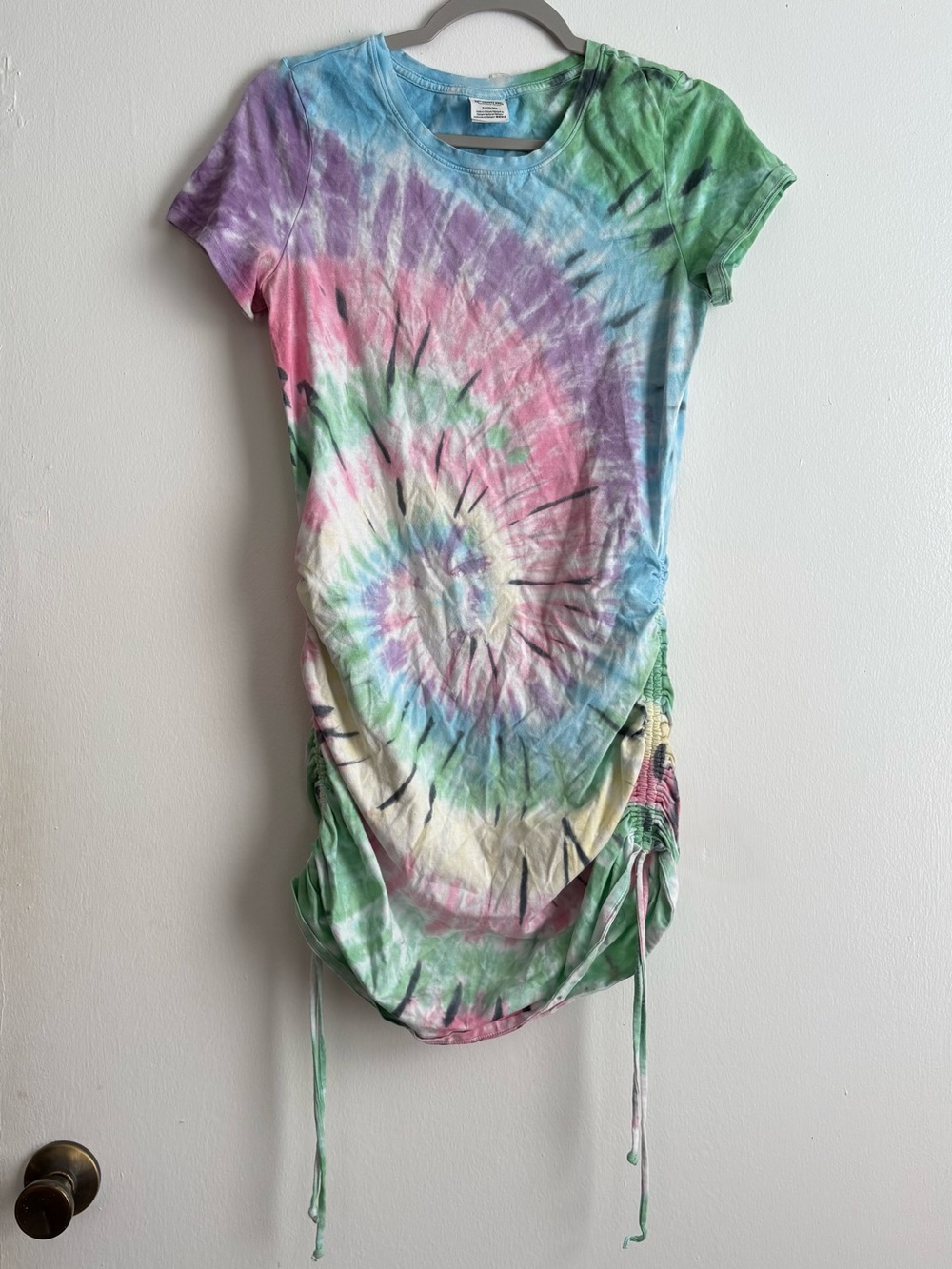 PINK Victoria's Secret Tie Dye Mini T-Shirt Dress M Short Sleeve Drawstring